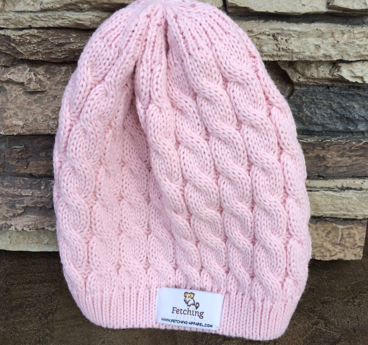 Blushing pink knit hat! Fetching Apparel donates 40% of profits to animal rescue and spay/neuter efforts.