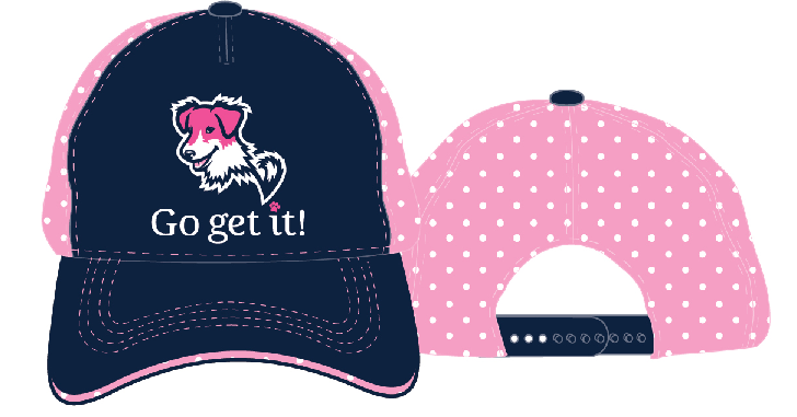 Fetching Apparel is excited about our Lotsa Dots Pink Cap! Fetching Apparel donates 40% of profits to help homeless pets. Go get it!